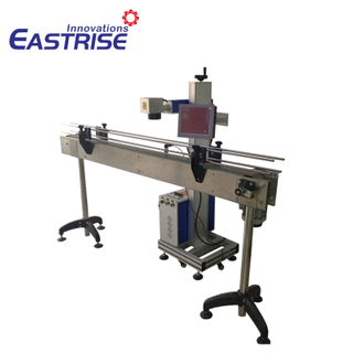 Máquina de marcação a laser de transportador voador para garrafa de cola, rolamento