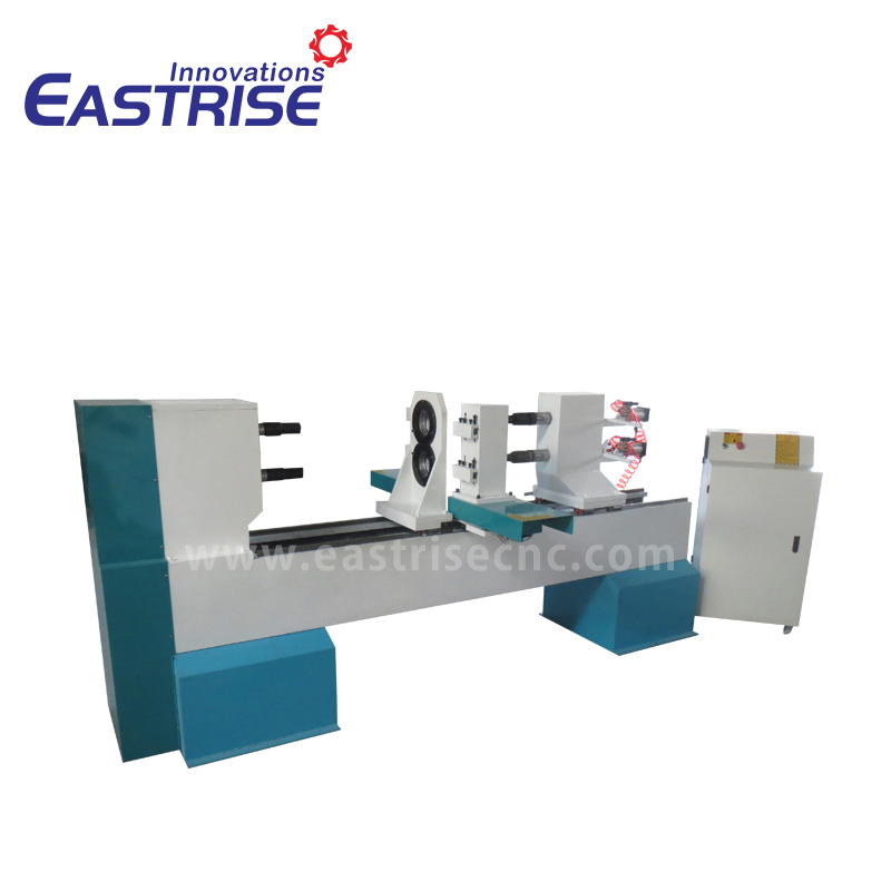 Torno de madeira CNC com suporte duplo de 2 eixos 