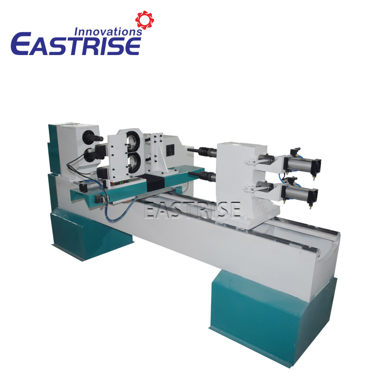 Torno CNC para madeira com suporte de ferramenta dupla de 3 eixos e fusos horizontais