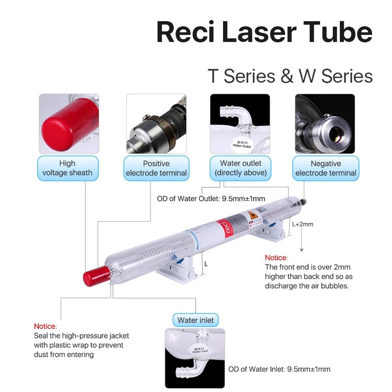  Reci W2/T2 90W-100W tubo de laser CO2 caixa de madeira embalagem máquina de corte e gravação a laser CO2 