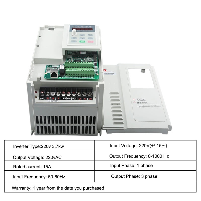 Inversor FULING VFD 3,7 KW 220V 380V Unidade de Frequência Variável 7A Corrente, Controle de Velocidade do Motor do Eixo da Fresadora CNC