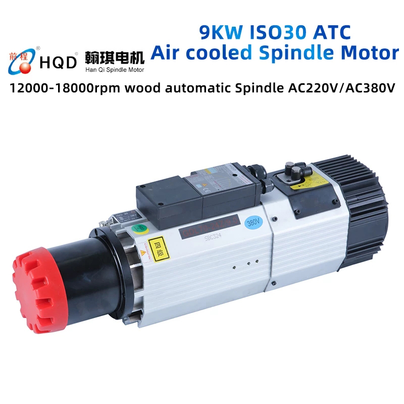 Eixo de troca automática de ferramenta hqd 9kw iso30 220 v 380 v atc motor de eixo refrigerado a ar para roteador cnc para trabalhar madeira 